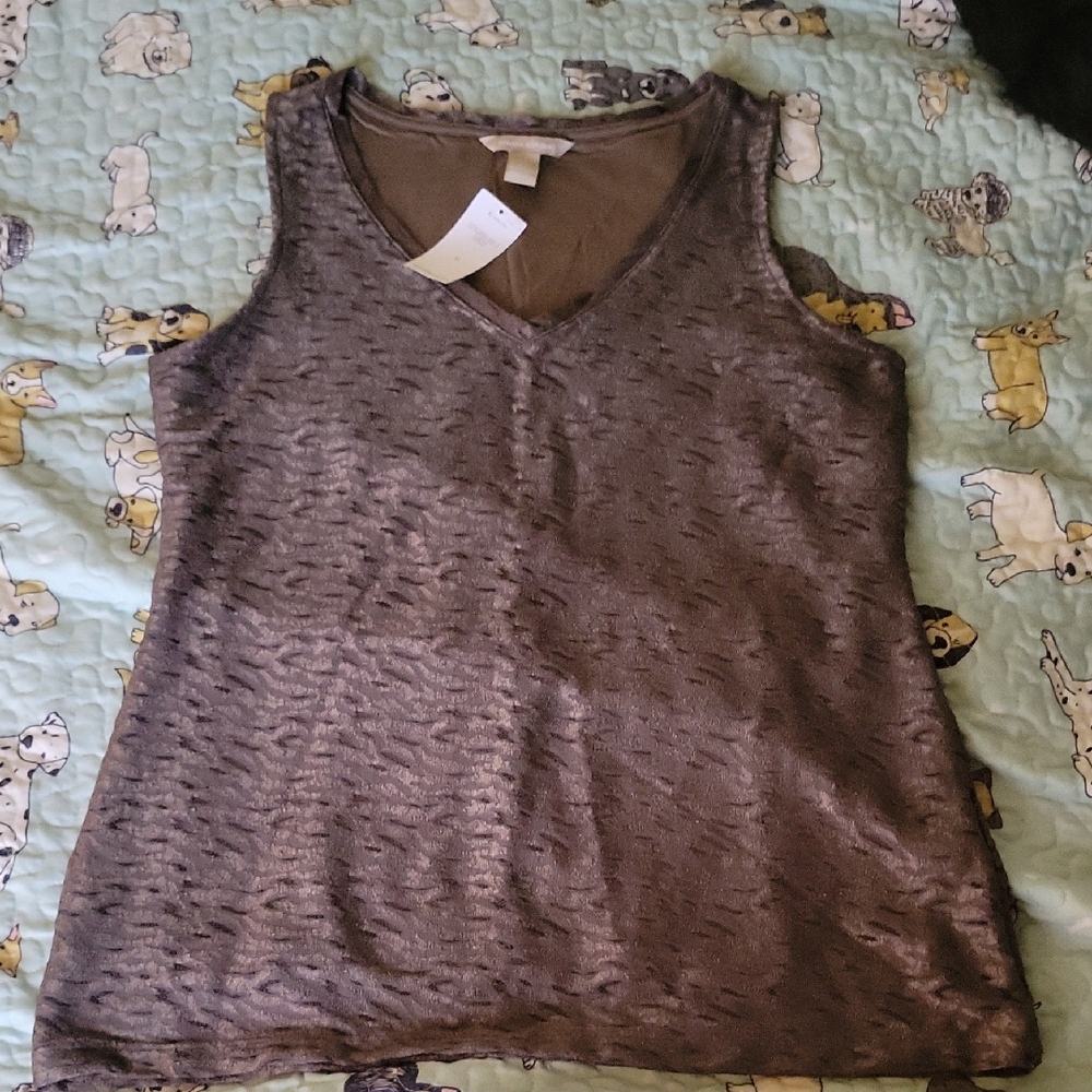 Banana Republic Women's Textured V-Neck Tank Top in Gray